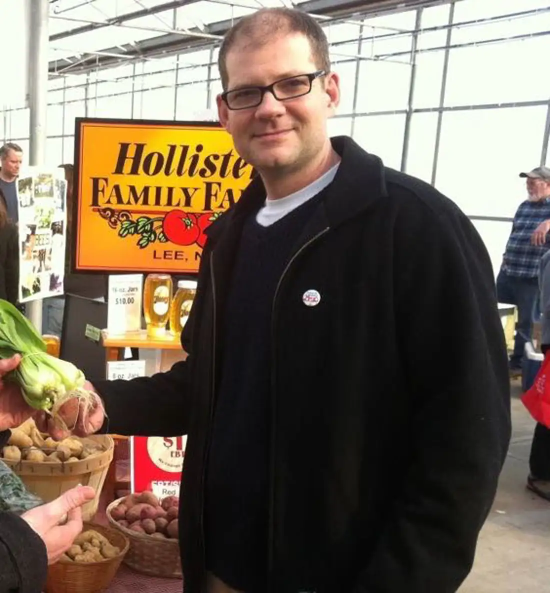 Chef Evan Mallet at the farmers market. 