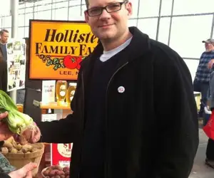 Chef Evan Mallet at the farmers market. 
