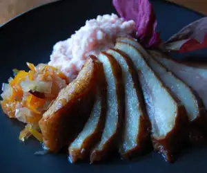 Deliciously seared duck breast from the Black Trumpet. 