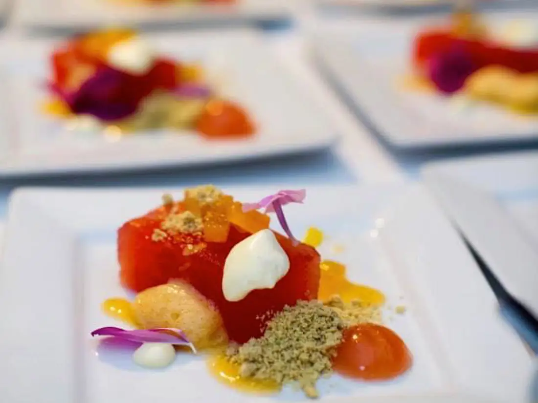 Appetizers being plated for a special event at the Black Trumpet. 